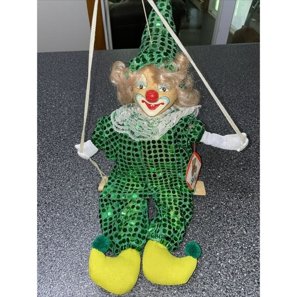 Brand New Shalom Toy Co Company STC Super Creepy Clown on Swing Marionette Green - Picture 4 of 10